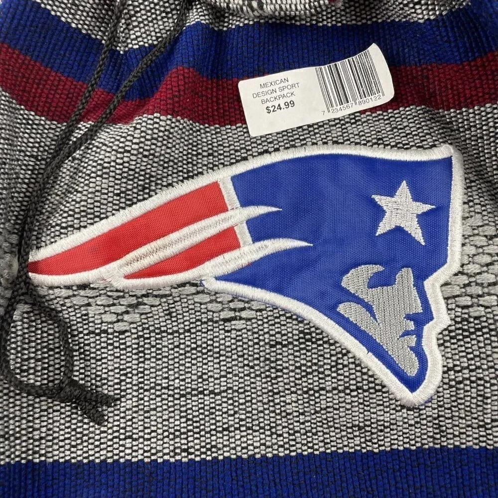 Patriots Football Mexican Woven Embroidered Backpack Bag Red White Blue NFL